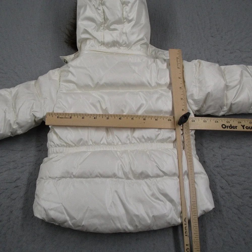 Baby Gap Toddler Girls Ivory Down Puffer Jacket Faux Fur Hood 18-24 Months HOL08
